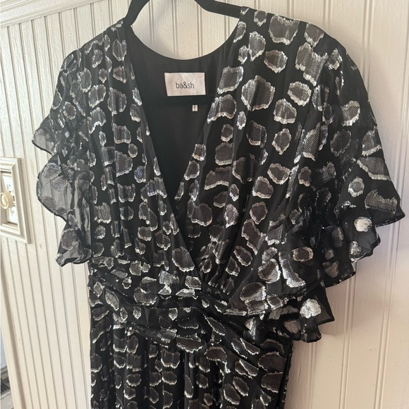 Ba&sh Gemma Maxi Dress Black with Silver metallic Medium - Picture 2 of 10